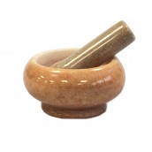Small Peach Marble Pestle and Mortar - Click Image to Close